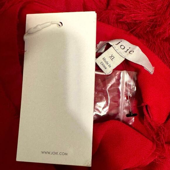 Joie Eleora Women's Red Fringed Cutout V-Neck Sleeveless Blouse Tops Size XL NWT - Picture 6 of 9